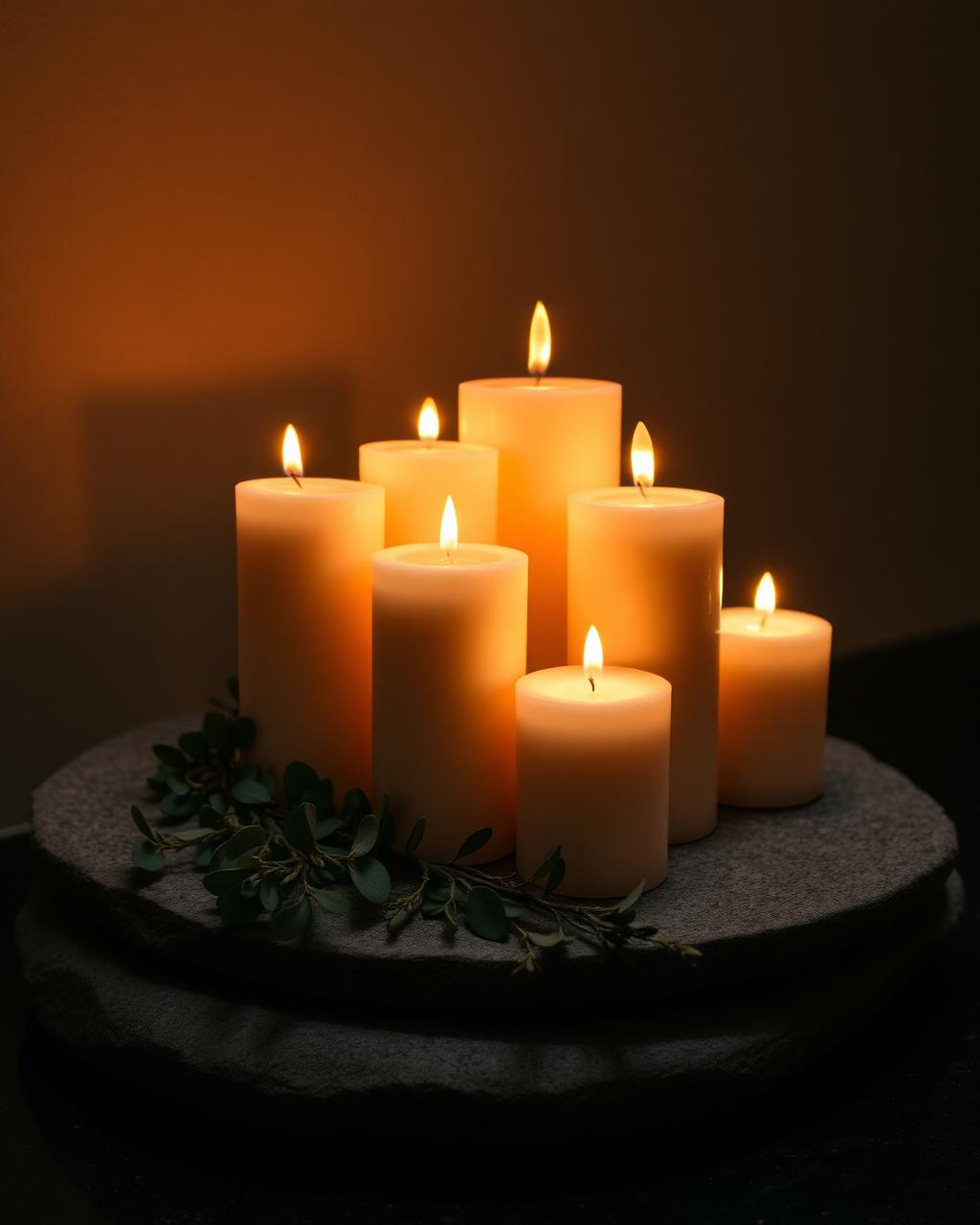 Candles on stone